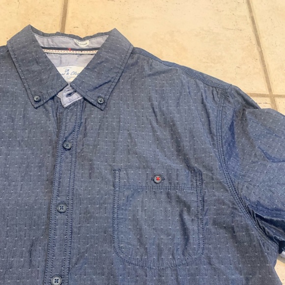 Men's Thread & Cloth Dark Blue Micro-Dot Button-Up Short Sleeve Shirt - Size L/G - Picture 5 of 7